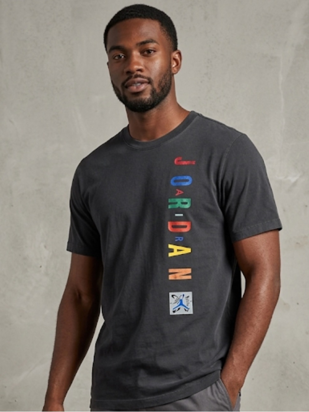 Jordan Black Tee with Colorful Lettering